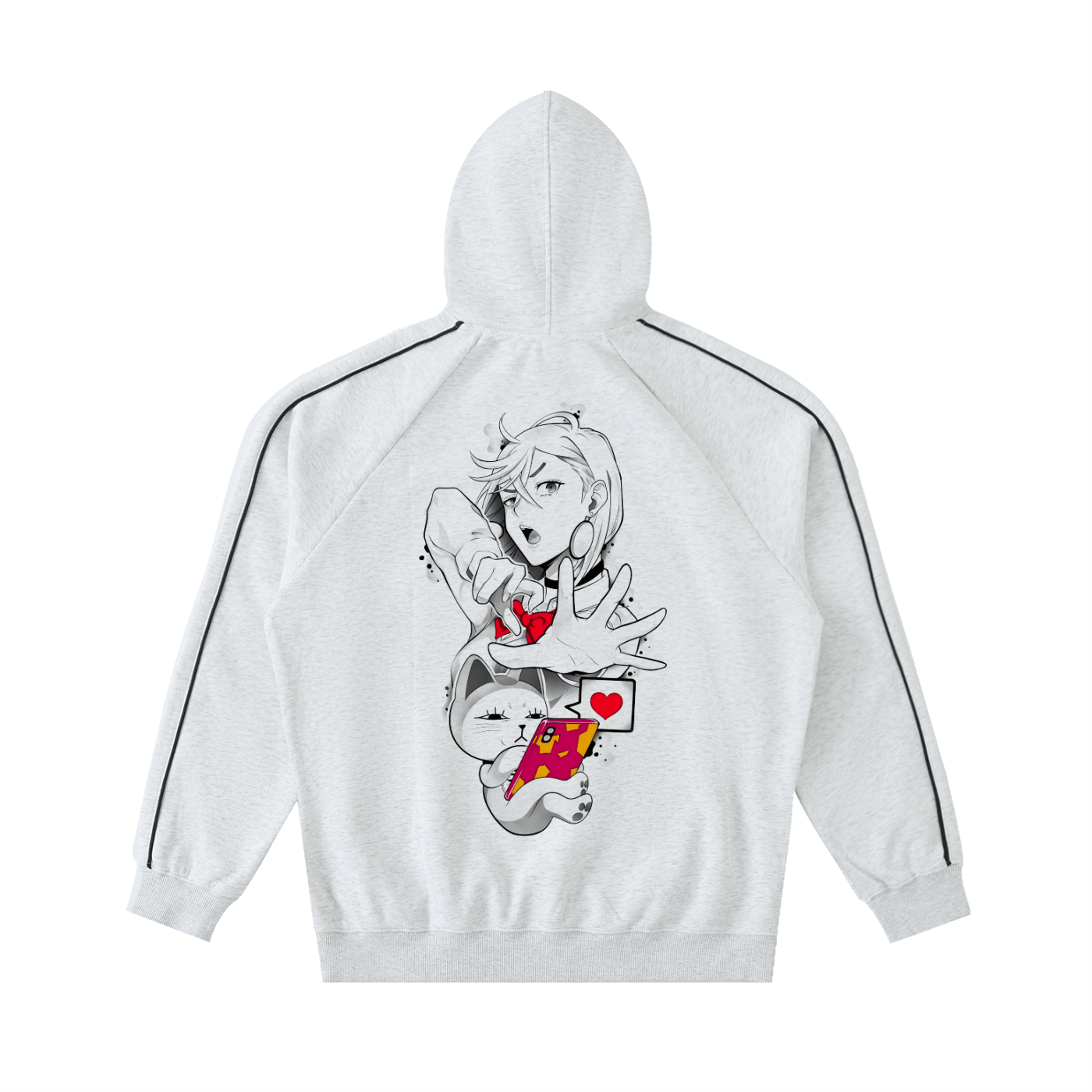 Hoodie Rayé Tele-Cat Love