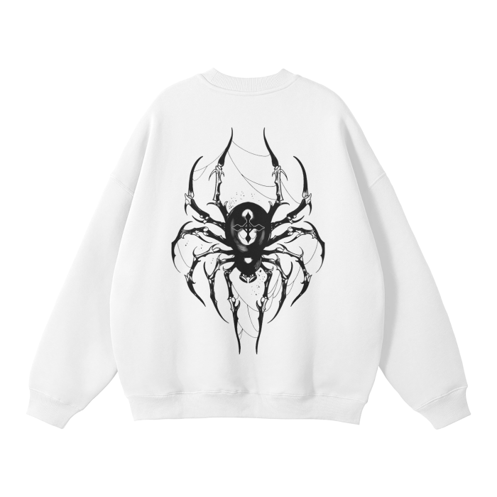 Sweatshirt Streetwear Dark Charisma Spider Blanc