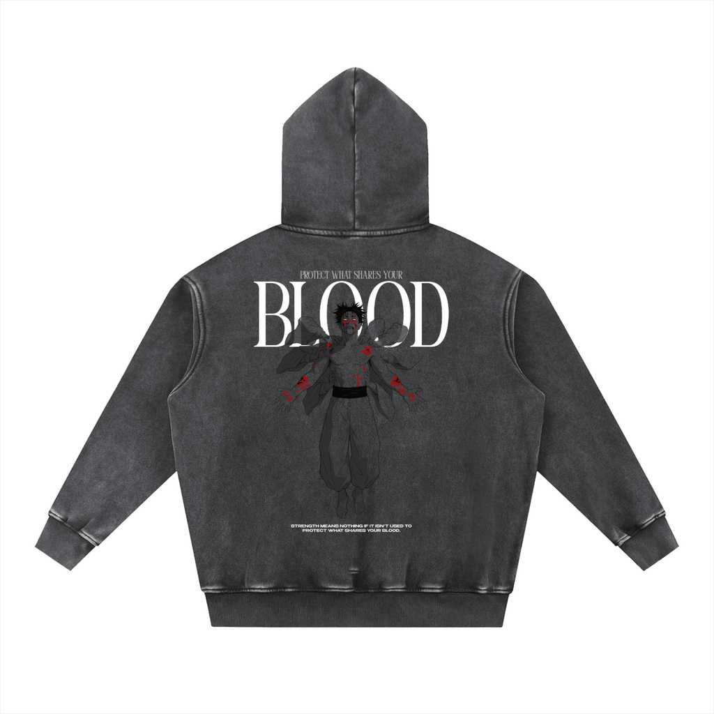 Hoodie Streetwear BLOOD Délavé