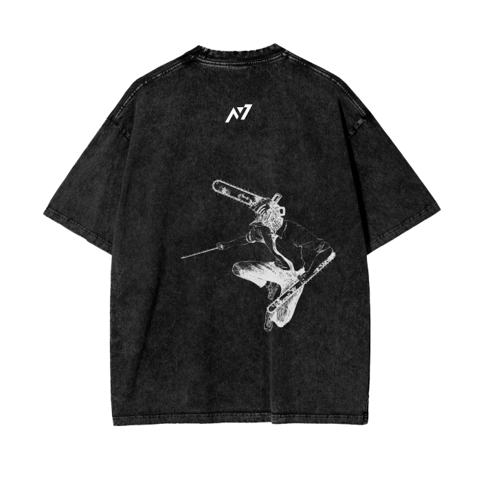 T-shirt Streetwear Fuel for Fight Noir Délavé