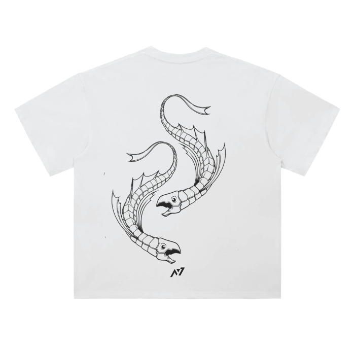 T-shirt Streetwear Dark Charisma Fish Blanc Heavy Weight
