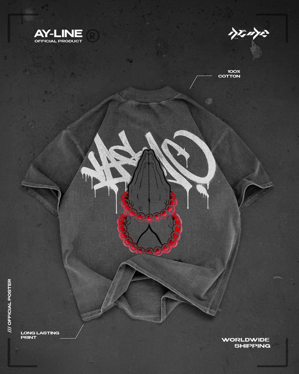 T-shirt Streetwear Grounded Soul Gris