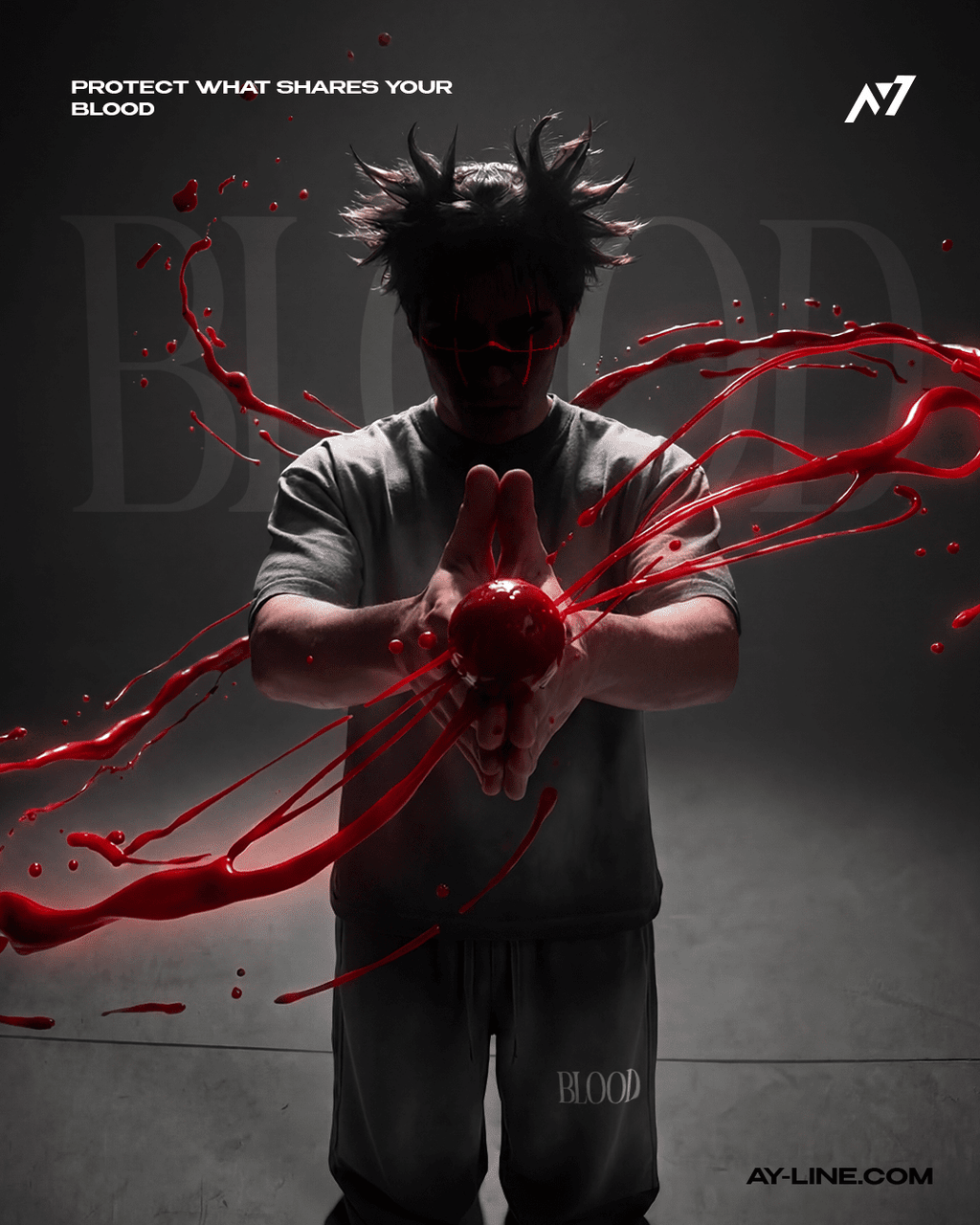 T-shirt Streetwear BLOOD Délavé