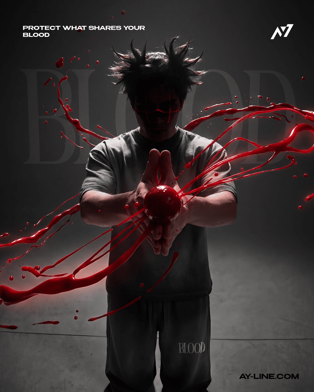 T-shirt Streetwear BLOOD Délavé