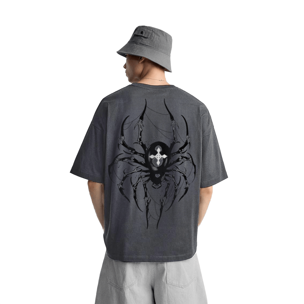 T-shirt Streetwear Dark Charisma Spider Gris Heavy Weight
